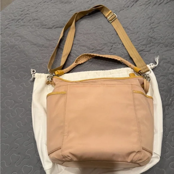 Brighton Tan Nylon Crossbody Shoulder Bag 🤎✨ w/ Dust Bag & Heart Charm - Picture 8 of 10